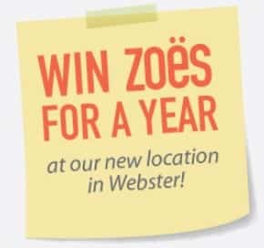 win free food at Zoes Kitchen in Webster
