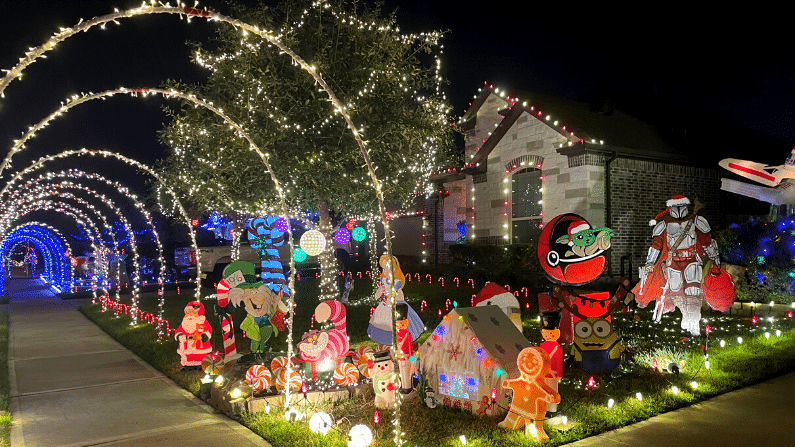 holiday lights display in Pecan Grove