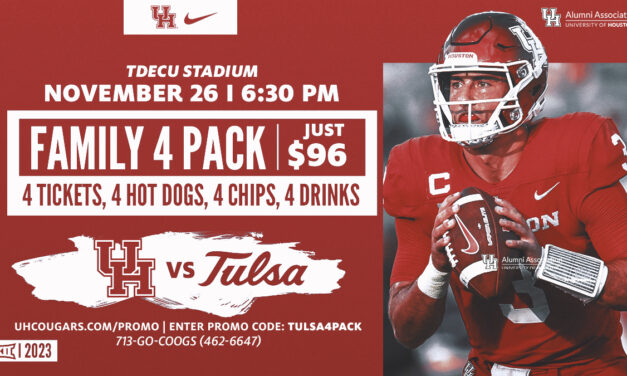 Free ticket giveaway for the UH vs Tulsa game on November 26 – 5 lucky winners to get 4-packs!!!